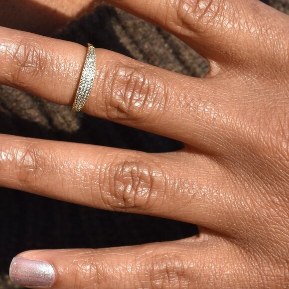Sapphire Eternity Band Ring and Pave Crystal Dome Ring - Picture 2 of 4